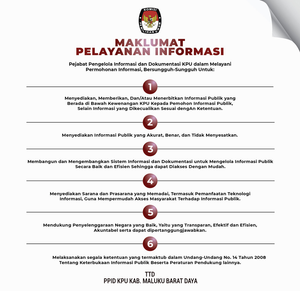 MAKLUMAT PELAYANAN E-PPID KPU KABUPATEN MALUKU BARAT DAYA